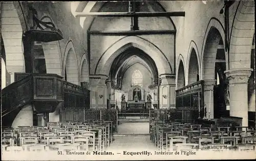 Ak Ecquevilly Yvelines, Interieur de l'Eglise