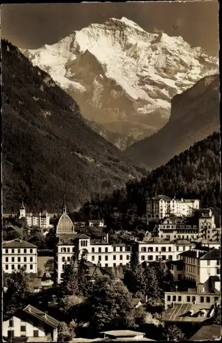 Ak Interlaken Kanton Bern Schweiz, Teilansicht des Ortes, Jungfrau