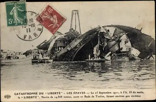 Ak Toulon Var, Catastrophe du Liberte 1911, Explosion