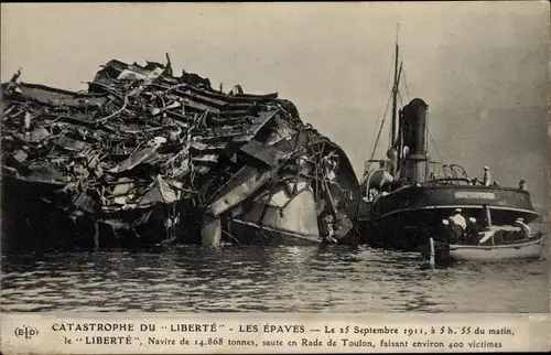 Ak Toulon Var, Catastrophe du Liberte 1911, Les Epaves, Explosion
