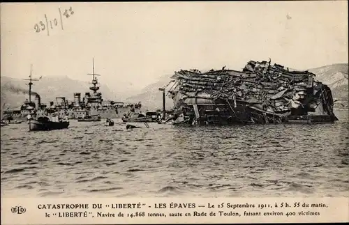 Ak Toulon Var, Catastrophe du Liberte 1911, Les Epaves