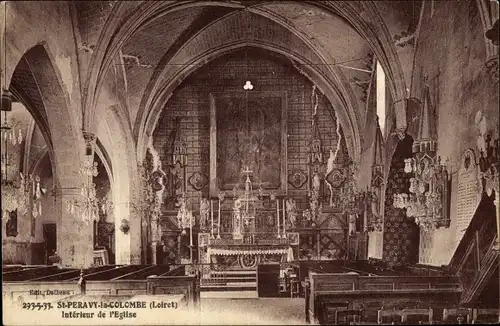 Ak Saint Péravy la Colombe Loiret, Eglise, Interieur
