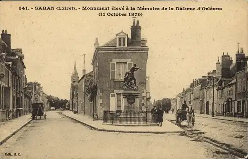 Ak Saran Loiret, Monument élevé à la Mémoire de la Défense d'Orléans