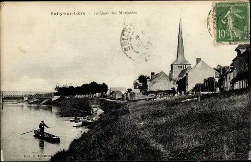 Ak Sully sur Loire Loiret, Quai des Mariniers