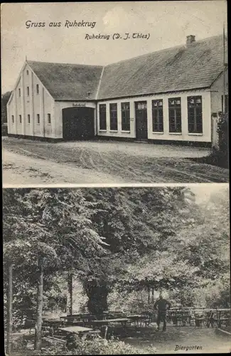 Ak Lürschau in Schleswig Holstein, Gasthaus Ruhekrug, Biergarten