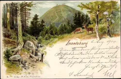 Litho Brotterode, Hirsche, Inselsberg, Waldgebiet