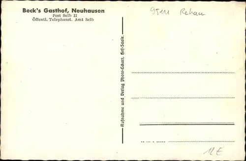 Ak Neuhausen Selb Oberfranken, Beck's Gasthof, Gesamtansicht, Wiese