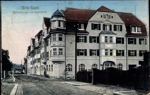 Ak Selb im Fichtelgebirge Oberfranken, Bahnhofstraße mit Jugendheim