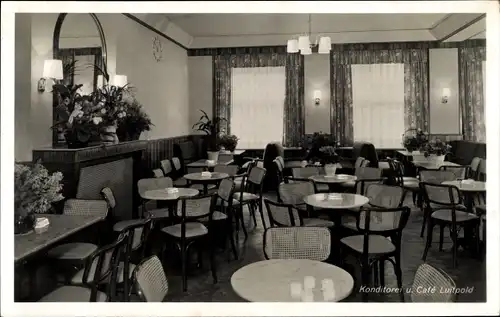 Ak Hof an der Saale Oberfranken Bayern, Konditorei Cafe Luitpold, Altstadt 16