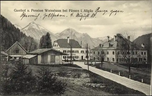 Ak Füssen im Ostallgäu, Gasthof Pension Weisshaus