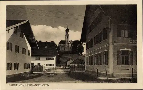 Ak Hömannshofen Biessenhofen im Ostallgäu, Kirche, Straßenpartie