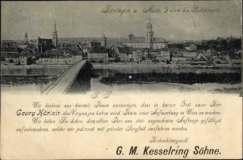 Ak Kitzingen in Mainfranken Bayern, Gesamtansicht, G. M. Kesselring Söhne