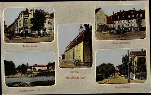 Ak Neudietendorf Nesse Apfelstädt Thüringen, Schwesternhaus, Brüderhaus, Kirche, Mädchenanstalt
