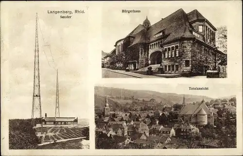 Ak Langenberg Velbert im Kreis Mettmann Nordrhein Westfalen, Sender, Antenne, Bürgerhaus, Panorama