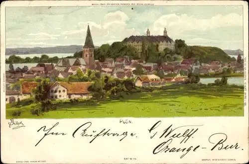 Künstler Litho Biese, C., Plön in Holstein, Totalansicht der Ortschaft