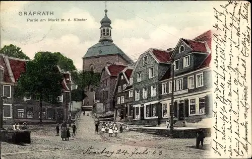 Ak Gräfrath Solingen Nordrhein Westfalen, Markt, Kloster, Geschäfte