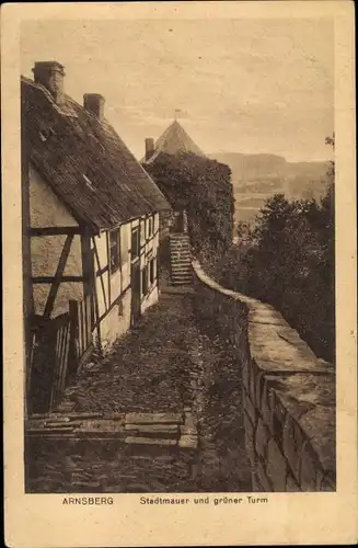 Ak Arnsberg im Sauerland, Stadtmauer, Grüner Turm