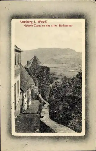 Passepartout Ak Arnsberg im Sauerland, Grüner Turm, Stadtmauer