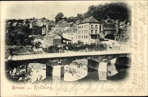 Ak Kyllburg in der Eifel, Blick auf den Ort, Brücke