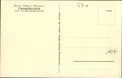 Ak Bonn am Rhein, Hotel und Pension Casselsruhe