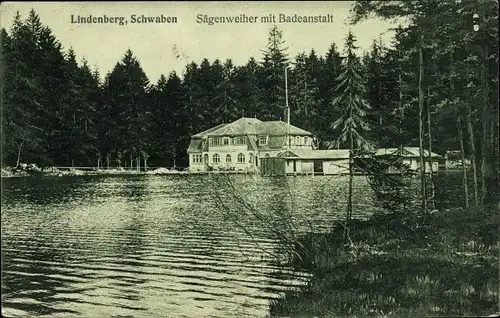 Ak Lindenberg im Allgäu Schwaben, Sägenweiher mit Badeanstalt