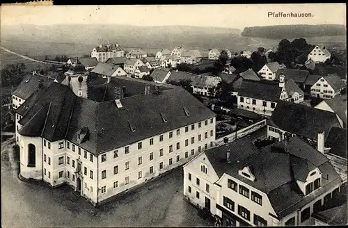 Ak Pfaffenhausen in Schwaben Unterallgäu, Blick auf den Ort, Blindenheim