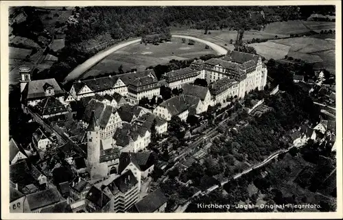 Ak Kirchberg an der Jagst in Baden Württemberg, Blick auf den Ort, Fliegeraufnahme