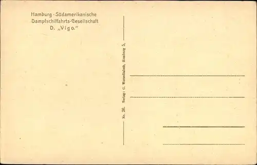 Ak Schnelldampfer Vigo, HSDG, Hamburg Südamerikanische Dampfschifffahrts Gesellschaft