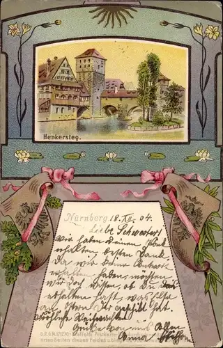 Präge Passepartout Litho Nürnberg in Mittelfranken Bayern, Henkersteg