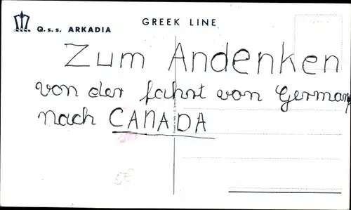 Künstler Ak Dampfschiff QSS Arkadia, Greek Line, Ansicht Backbord