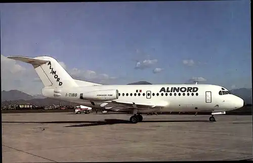 Ak Italienisches Passagierflugzeug, Alinord, Fokker F28-1000