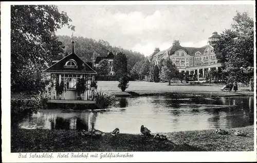 Ak Bad Salzschlirf in Hessen, Hotel Badehof, Goldfischweiher