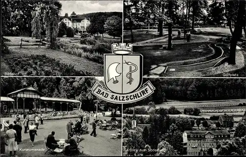 Wappen Ak Bad Salzschlirf in Hessen, Söderberg, Kurpromenade, Badehof, Golfplatz