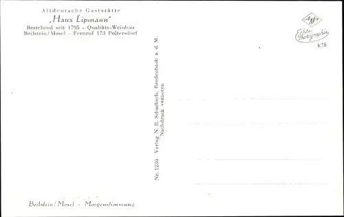 Ak Beilstein an der Mosel, Morgenstimmung