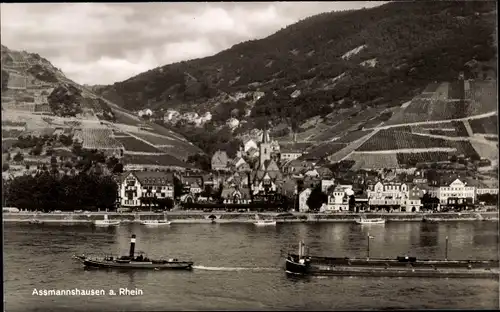 Ak Assmannshausen Rüdesheim am Rhein, Gesamtansicht