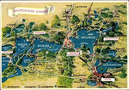 Landkarten Ak Eutin, Plön, Malente, Seen, Holsteinische Schweiz