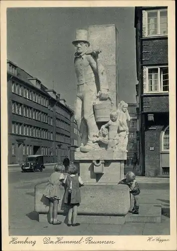 Ak Hamburg, Hummel Brunnen, Auto