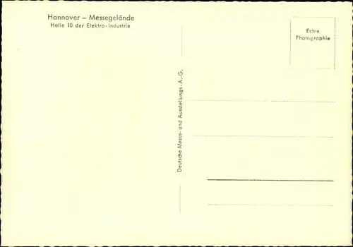 Ak Hannover in Niedersachsen, Messegelände, Halle 10 der Elektro Industrie