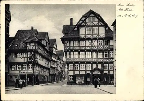 Ak Hann. Münden in Niedersachsen, alte Häuser am Marktplatz