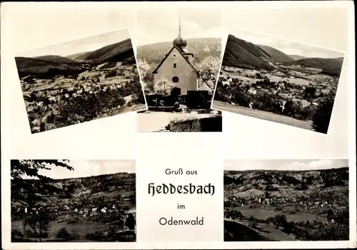 Ak Heddesbach im Odenwald, Teilansichten, Kirche