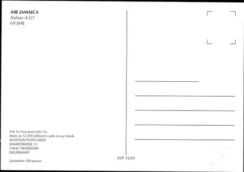 Ak Jamaikanisches Passagierflugzeug, Air Jamaica, Airbus A321