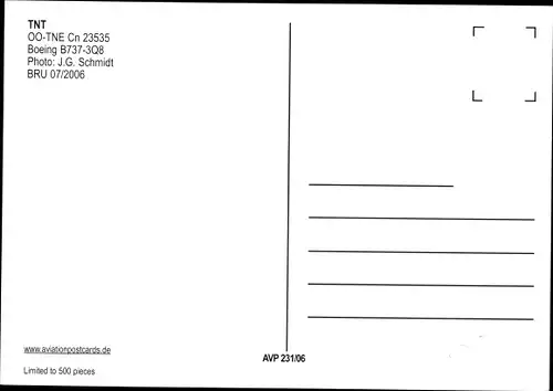 Ak Belgisches Frachtflugzeug, TNT, Boeing B737-3Q8