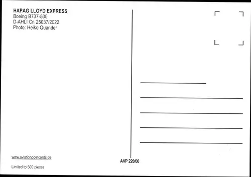 Ak Deutsches Passagierflugzeug, HAPAG Lloyd Express, Boeing B737-500