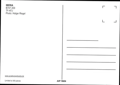 Ak Spanisches Passagierflugzeug, Iberia, B747-300