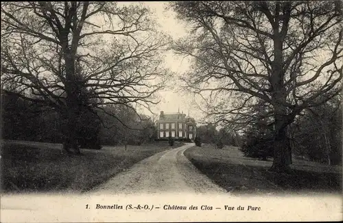 Ak Bonnelles Yvelines, Le Chateau des Clos, Vue du Parc