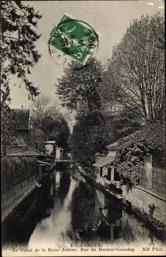 Ak Evreux Eure, Le Canal de la Reine Jeanne, Rue de Docteur Guindey