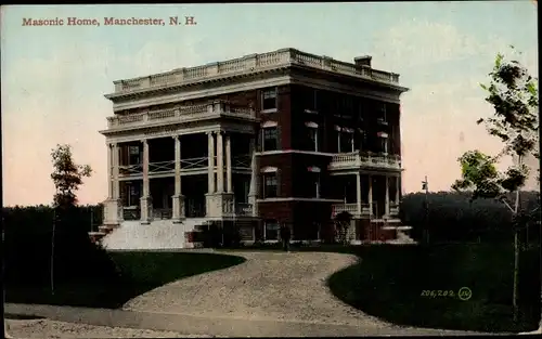 Ak Manchester New Hampshire USA, Masonic Home, Freimaurerloge