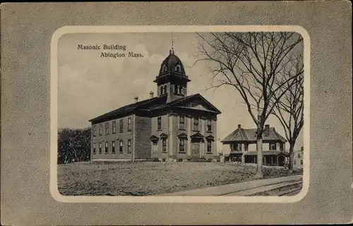 Passepartout Ak Abington Massachusetts USA, Masonic Building, Freimaurerloge