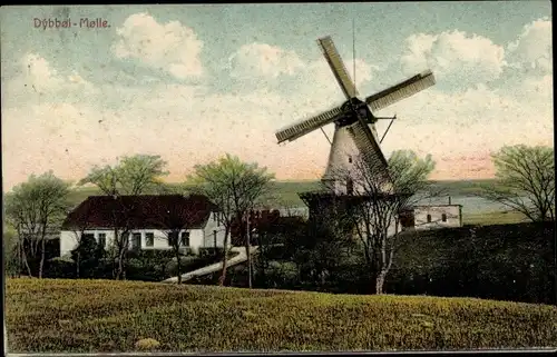Ak Dybbøl Sogn Düppel Dänemark, Windmühle auf dem Düppel