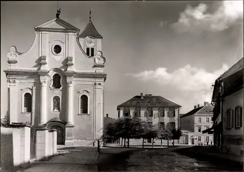 Ak Fürstenfeld Steiermark, Pfarrkirche und Tabakfabrik